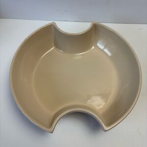 Longaberger Pottery Woven Traditions Cut In Serving Bowl Ivory Cream 10.75” USA